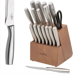 PRIMECHEF Ultra Sharp Stainless Steel Professional Grade Kitchen Chef Knife Set With Wooden Block Prime Chef Stainless Steel 18 Piece Block Set