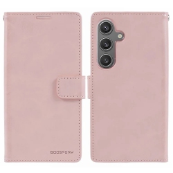 GOOSPERY Topsave Bluemoon Card Slot W/magnetic Clip Leather Folio Wallet Flip for Samsung Galaxy S25 6.2-Inch, Rose In Gold