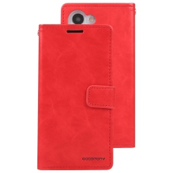 GOOSPERY Topsave Bluemoon Card Slot W/magnetic Clip Leather Folio Wallet Flip for Samsung Galaxy S25 6.2-Inch In Red