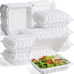 NORTHLIGHT 150-Count Single Compartment Hinged Meal Prep/take Out Containers - 9" In White
