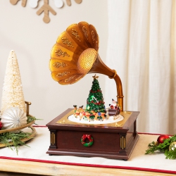 NORTHLIGHT Led Lighted And Musical Gramophone Animated Christmas Decoration - 14