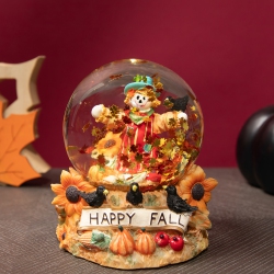 NORTHLIGHT Scarecrow Happy Fall Harvest Snow Globe - 5.5