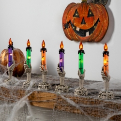 NORTHLIGHT Led Lighted Skeleton Candle Halloween Decorations - 8.5" - Set Of 6