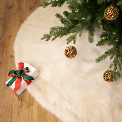 NORTHLIGHT Premium-Sized Faux Fur Christmas Tree Skirt - 72" - Cream