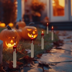 NORTHLIGHT Lighted Flickering Candle Halloween Outdoor Pathway Markers - 15.25" - Set Of 5