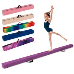 COSTWAY 8 Ft Folding Gymnastic Beam With Anti-Slip Base Pine Wood Frame Carrying Handle