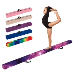 COSTWAY 8 Ft Folding Gymnastic Beam With Anti-Slip Base Pine Wood Frame Carrying Handle