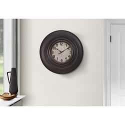 MONARCH SPECIALTIES I 9045 - Clocks, 20" Round, Wall Clock, Antique Brown, Transitional