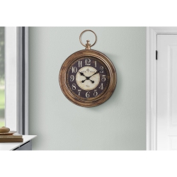 MONARCH SPECIALTIES I 9092 - Clocks, 18" Round, Wall Clock, Antique Brown, Traditional