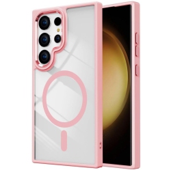 CSMART [Cs] Transparent Hard PC Hybrid Magnetic Magsafe Case Cover for Samsung Galaxy S25 Ultra, Rose In Gold