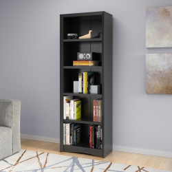 CORLIVING Quadra 71" Tall Adjustable Shelf Bookcase, 5-Tier Shelving Unit Bookshelf With Open Shelves In Black