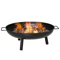 OUTSUNNY 23" Round Outdoor Fire Pit, Portable Wood-Burning Firepit With Support Legs for Garden, Patio, Backyard, Camping, Bonfire In Black