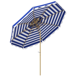 OUTSUNNY 9Ft Patio Umbrella, 45° Tilting Parasol With 8 Ribs, Crank, Upf 50+, 2-Tier Vented Patio Table Umbrella for Garden, Deck, Poolside In Blue