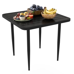 OUTSUNNY 31.5" Outdoor Dining Table for 4, Square Patio Dining Table With Metal Frame for Garden, Lawn, Backyard In Black