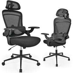 MOUSTACHE Ergonomic Mesh Office Chair, High Back Computer Desk Chair With Flip-Up Armrests, Adjustable Headrest And Lumbar Support