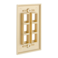 CMPLE - 6 Port Keystone Wall Plate 1 Gang Wall Plate With Standard Size Ethernet Wall Plate Keystone Jack Insert Wall Plates - In Ivory