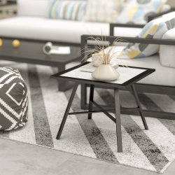 OUTSUNNY Patio Side Table, Small Outdoor Side Table With Spc Tabletop, Metal Frame And Foot Pads for Garden, Patio, Lawn, Balcony In Grey