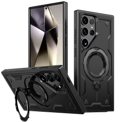 XCRS Defender Case Magsafe Cover, Magnetic Metal Kickstand Ring Holder Shockproof Case for Samsung Galaxy S24 Ultra