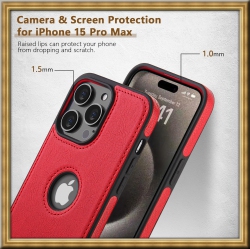 KROLEAR "big Sale" Iphone 15 Pro Max Leather Case, Thin Flexible Soft Grip Luxury Pu Leather Cover Durable Anti-Scratch Full Phone Case