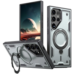 CSMART [Cs] Shockproof Kickstand Magsafe Case Cover With Ring Stand for Samsung Galaxy S24 Ultra In Grey