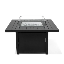 KRIKACY Alumium 42In Square Firepit Table With Glass Beads, Windguard And Cover-Propan/natural Gas In Black