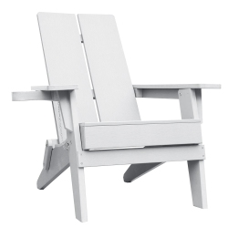KRIKACY Modern Folding Polymer Adirondack Chair With Cup Holder-White