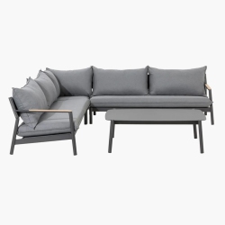 KRIKACY 4PCs Nordic Aluminum Sectional Conversation Set With Coffee Table(Sunproof Cushions) In Grey