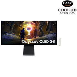 Open Box - Samsung Odyssey G8 34" WQHD 175Hz 0.03ms GTG Curved OLED G-Sync/FreeSync Gaming Monitor (LS34DG850SNXZA) - Silver