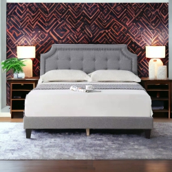 UPMODERNE Halifax - Linen Fabric Bed Frame | Double, Queen & King | In Grey