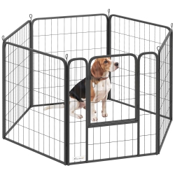 PAWHUT 6 Panels Dog Playpen, Portable Heavy Duty Pet Fence \w Door & Strap, 31.5"h, for Indoor Outdoor Backyard Garden, Foldable Puppy Pet Pen For