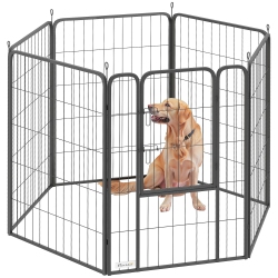 PAWHUT 6 Panels Dog Playpen, Portable Heavy Duty Pet Fence \w Door & Strap, 39.5"h, for Indoor Outdoor Backyard Garden, Foldable Puppy Pet Pen For
