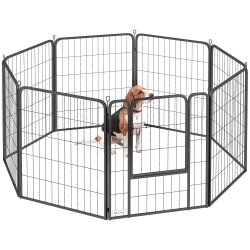 PAWHUT 8 Panels Dog Playpen, Portable Heavy Duty Pet Fence \w Door & Strap, 31.5"h, for Indoor Outdoor Backyard Garden, Foldable Puppy Pet Pen For