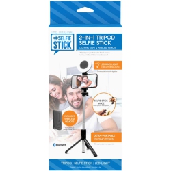 RETRAK 2 In 1 Tripod Selfie Stick With Led Ring Light In Black