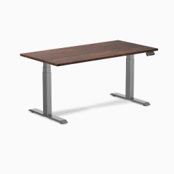 DESKY Dual Softwood Sit-Stand Desk - 60" American Rustic Pine Top Dual Motor Height Range Up to 49.2" Space Frame In Grey