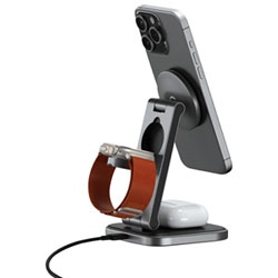 Satechi 3-in-1 Foldable 15W Qi2 Wireless Charging Stand - Space Grey