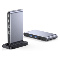 NIERBO 10-In-1 USB-C Docking Station \w Dual HDMI Monitor Adapter, 4K60Hz, Pd 100W, USB C Data Port, USB 3.0/2.0, Sd/tf Card Reader, 3.3Ft Cable For