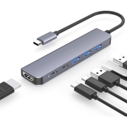 NIERBO 6 In 1 USB C Hub Multiport Adapter \w USB C to 4K HDMI, USB C Data Port, USB 3.0, 100W Pd Compatible Macbook Pro/mac Air, Iphone 15 Pro/max