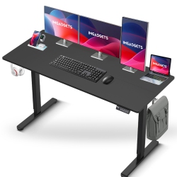 IMGADGETS Standing Electric Adjustable Desk | 55" X 24" Large Workspace \w 2 Hooks | Ergonomic Sit-Stand Desk | 3-Memory Settings | Height