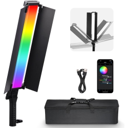 NEEWER - RGB Light Wand \w Metal Barndoor, 2.4G/app Control 360° Touchable RGBww Hue Mixer Photography Handheld Led Video Tube Light, Bh30S