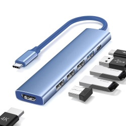 NIERBO 6 In 1 USB C Hub, USB C to HDMI Adapter With 4K HDMI, USB 3.0 & 2.0, 100W Pd Charging, USB C Hub Multiport Adapter for New Macbook Air/pro