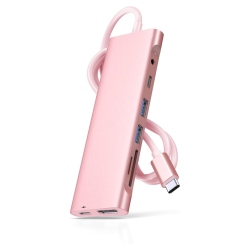 NIERBO 3.3Ft 8 In 1 USB C Hub, Multiport Adapter \w 4K HDMI, USB 3.0, USB C Data Port, Card Reader, Aux, 100W Pd for New Macbook Pro/mac Air, Iphone