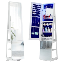 VLSRKA Full-Length Mirror \w Jewelry Storage, 360° Swivel Jewelry Armoire \w Mirror Jewelry Cabinet Standing, Stand Up Mirror \w Jewelry Storage &