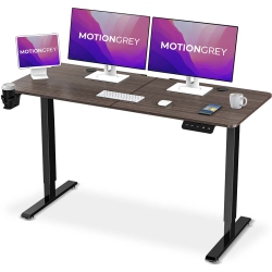 MOTIONGREY Ergo2 - Adjustable Electric Standing Desk \w Memory Settings - 55"x24" Top Black Frame - Ergonomic Sit-To-Stand Desk for Home And Office