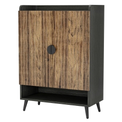 TRIBESIGNS 7-Tier Shoe Cabinet With Doors, Wood Shoe Storage Rack With Adjustable Shelf for Entryway Hallway Living Room