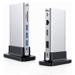 NIERBO USB C Docking Station 100W Power Dock, 4K HDMI, VGA, Gigabit Ethernet, Card Reader, USB 3.0, Aux Adapter for 2022-2016 Macbook Pro, New Mac