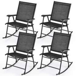 GYMAX 4PCs Patio Folding Rocking Chair Heavy-Duty Metal Frame Rockers Outdoor