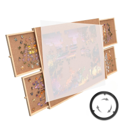 TRADEOPIA 1500 Pieces Rotating Puzzle Board With 4 Drawers And Cover