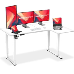 MOTIONGREY Ergo2 Pro - Adjustable Right L-Shaped Electric Standing Desk \w Memory Settings-63" X 43" Top Frame - Ergonomic Desk for Home And