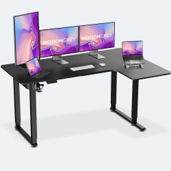 MOTIONGREY Ergo2 Pro - Adjustable Right L-Shaped Electric Standing Desk \w Memory Settings-63" X 43" Top Frame - Ergonomic Desk for Home And