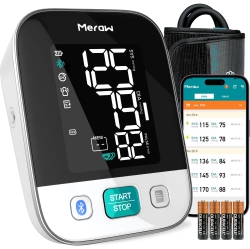 MERAW Blood Pressure Monitor, Automatic Cuff 8.7-16.5" With Bluetooth And App Tracking - In White